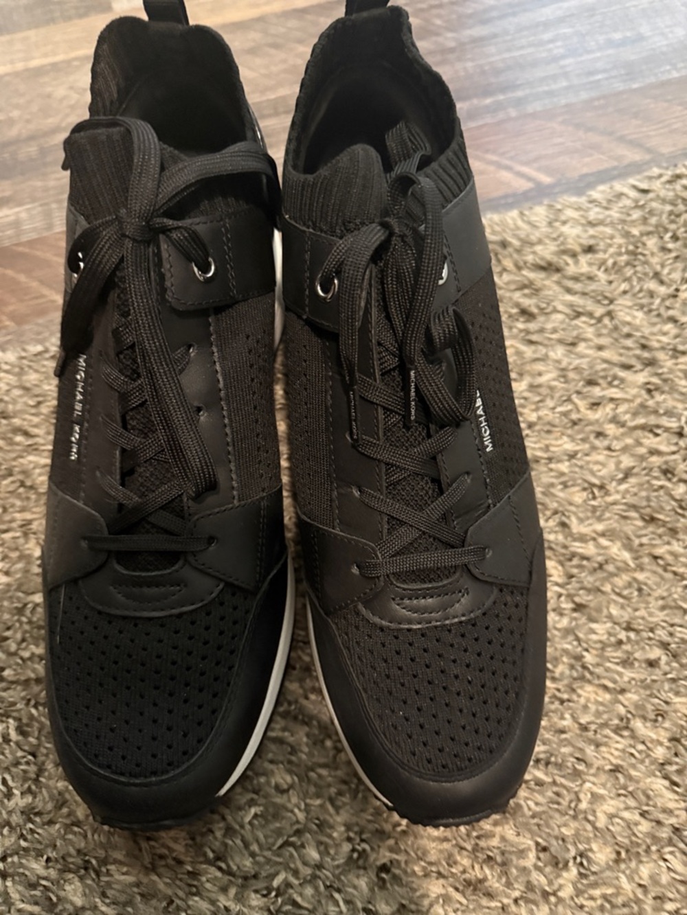 Michael Kors Men’s Black Knit Lace-Up Sneakers